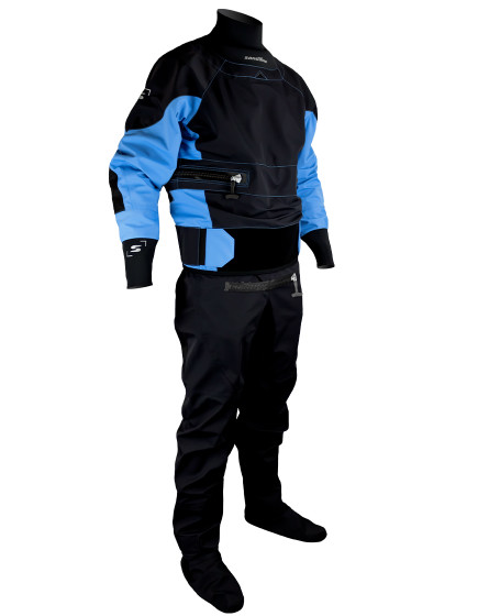 Kayaking Dry Suit Advanced Black/Blue with RELEVE zipper